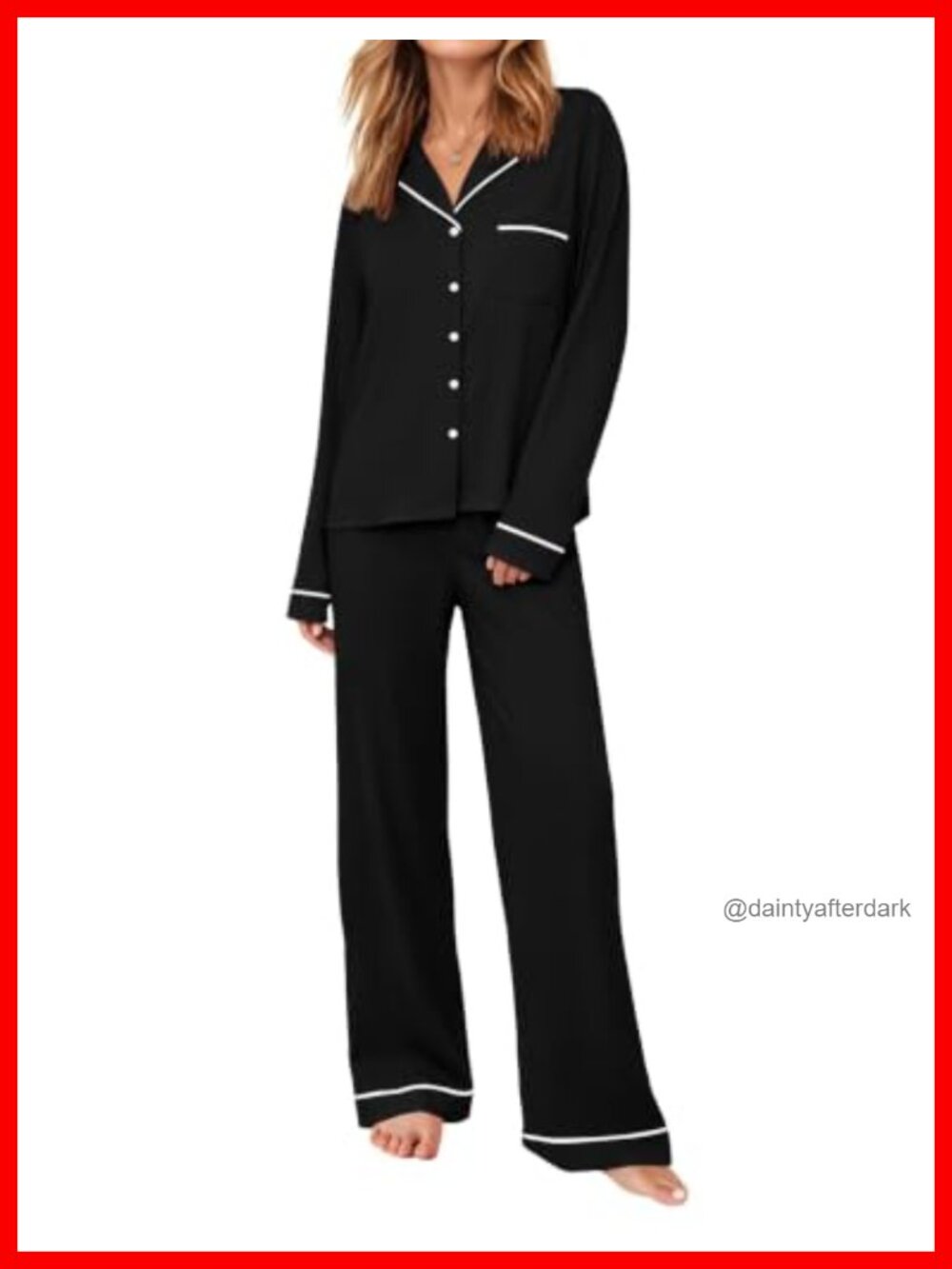 Women's 2-Piece Pajama Set Button Down Notch Collar Wide Leg